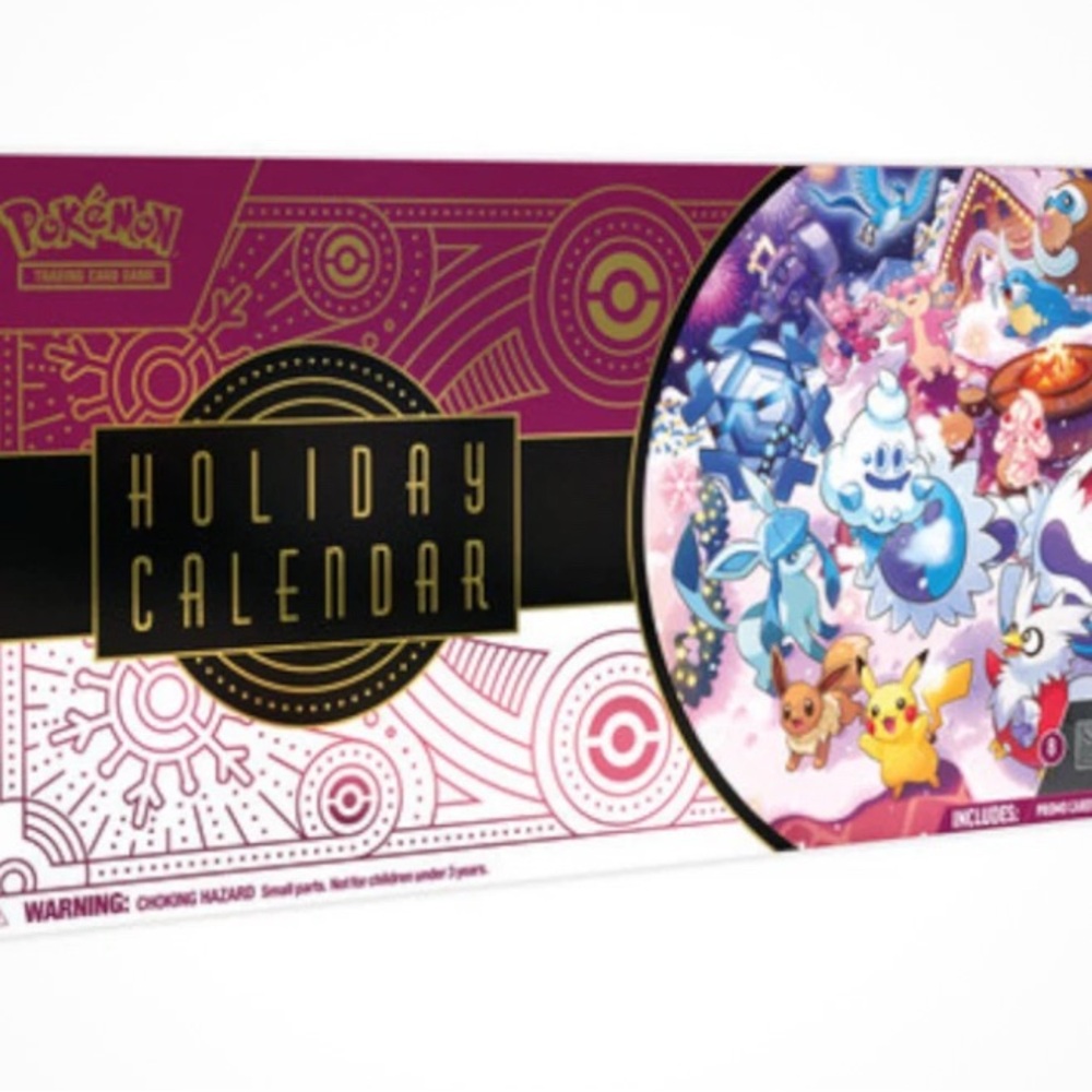Pokemon Festive Holiday Calendar with Purple and Gold Accents